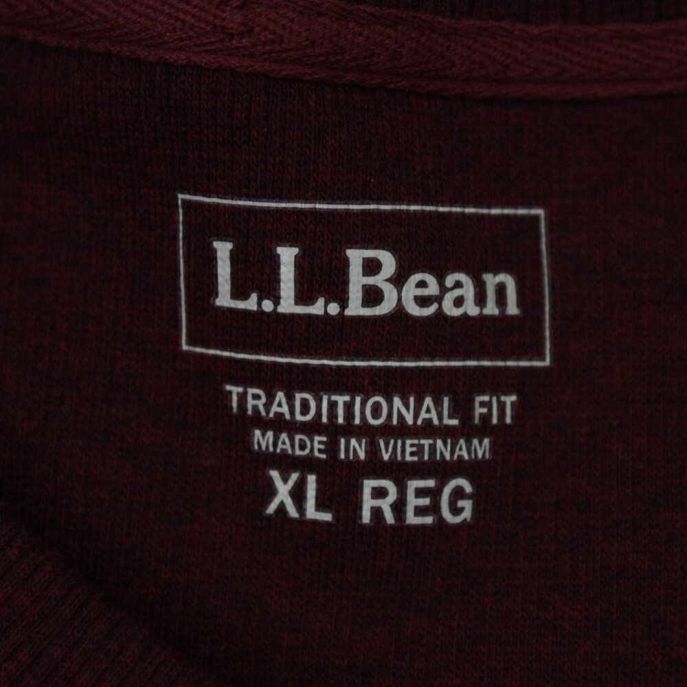 L.L. Bean Henley Shirt Mens XL Red Unshrinkable Mini Waffle Long Sleeve Pullover - Picture 7 of 12